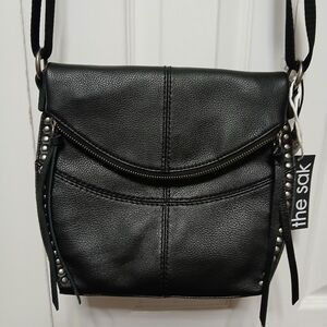 The Sak Black Leather Crossbody with Stud Accents